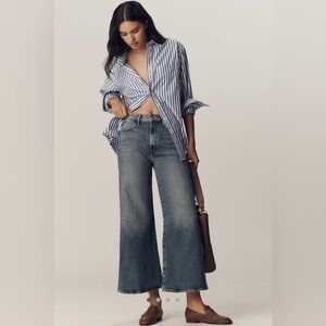 NWT MOTHER The Hustler Roller Ankle High-Rise Wide-Leg Jeans